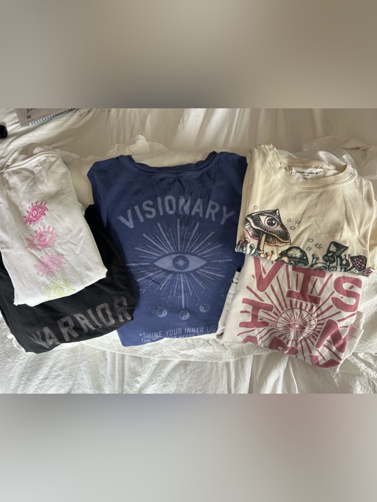 Spiritual Gangster Tops - FIVE Spiritual Gangster Graphic Crop, Cut-off Tank Tops. Workout, 4-med, 1-larg